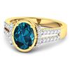 Image 2 : 14KT Yellow Gold 1.9ctw London Blue Topaz and Diamond Ring