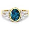 Image 3 : 14KT Yellow Gold 1.9ctw London Blue Topaz and Diamond Ring