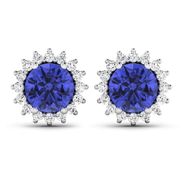 14KT White Gold 1.44ctw Tanzanite and Diamond Earrings