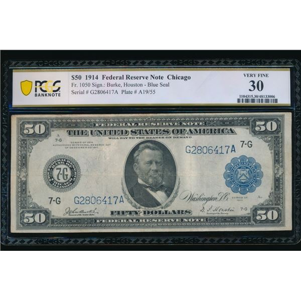 1914 $50 Chicago FRN PCGS 30