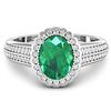 Image 3 : 14KT White Gold 1.53ct Zambian Emerald and Diamond Ring