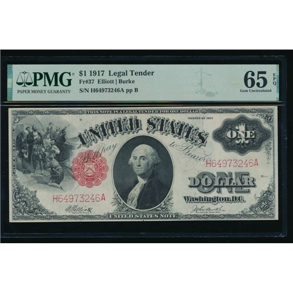 1917 $1 Legal Tender Note PMG 65EPQ