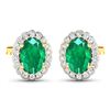 Image 2 : 14KT Yellow Gold 1.12ctw Zambian Emerald and Diamond Earrings