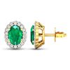 Image 4 : 14KT Yellow Gold 1.12ctw Zambian Emerald and Diamond Earrings