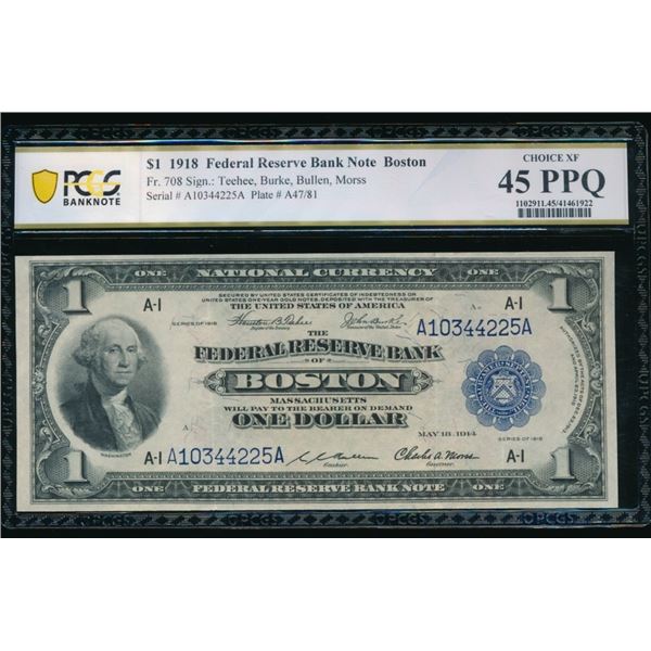 1918 $1 Boston FRBN PCGS 45PPQ