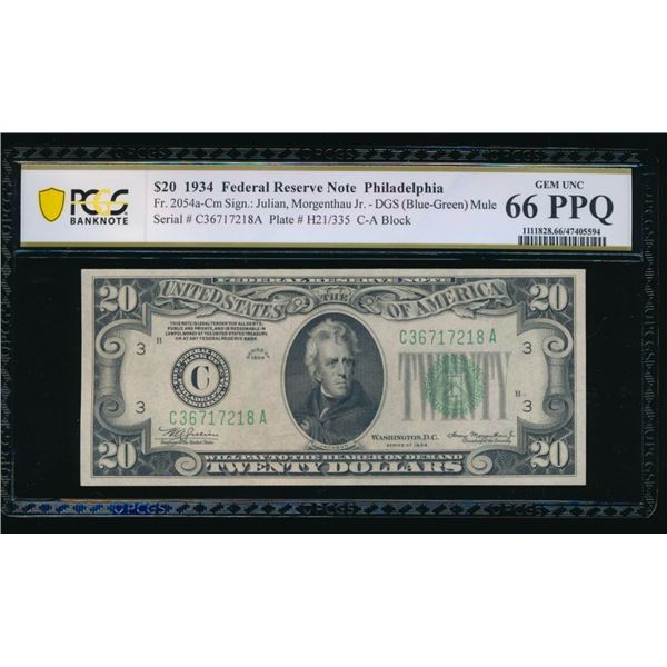 1934 $20 Philadelphia FRN PCGS 66PPQ