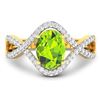 Image 3 : 14KT Yellow Gold 1.05ctw Peridot and Diamond Ring
