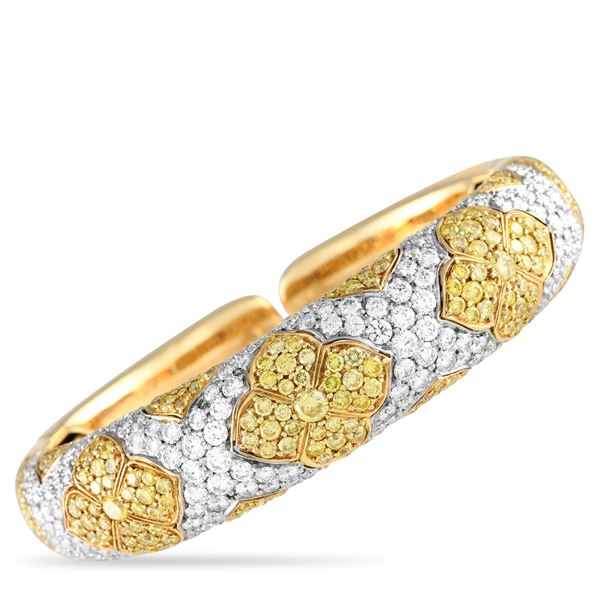 Bvlgari 18K Yellow Gold 10.69ctw Yellow and White Diamond Bracelet