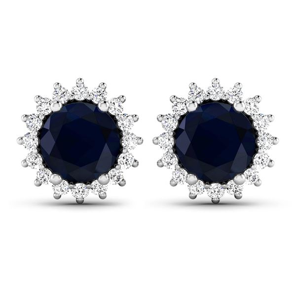 14KT White Gold 2.2ctw Blue Sapphire and Diamond Earrings