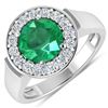 Image 1 : 14KT White Gold 1.8ct Zambian Emerald and Diamond Ring