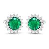 Image 2 : 14KT White Gold 1.36ctw Zambian Emerald and Diamond Earrings