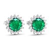 Image 3 : 14KT White Gold 1.36ctw Zambian Emerald and Diamond Earrings
