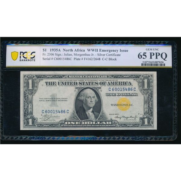 1935A $1 N Africa Silver Certificate PCGS 65PPQ