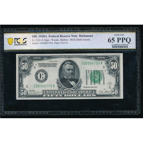 1928A $50 Richmond FRN PCGS 65PPQ