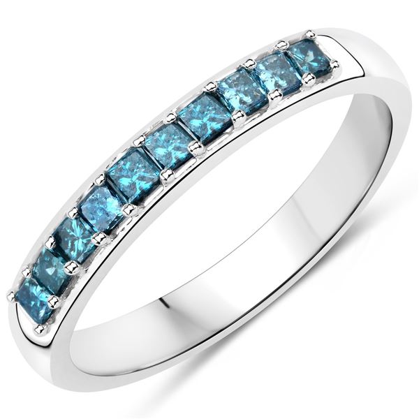 14KT White Gold 0.38ctw Blue Diamond Ring