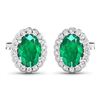 Image 2 : 14KT White Gold 1.12ctw Zambian Emerald and Diamond Earrings