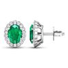 Image 4 : 14KT White Gold 1.12ctw Zambian Emerald and Diamond Earrings
