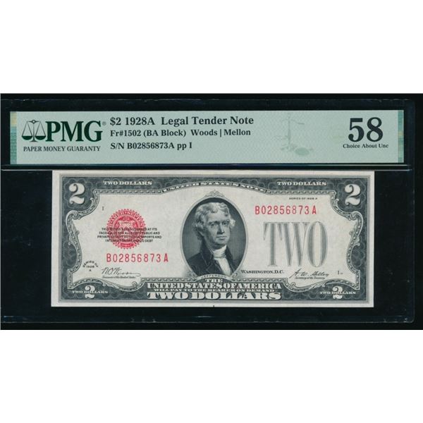 1928A $2 Legal Tender Note PMG 58