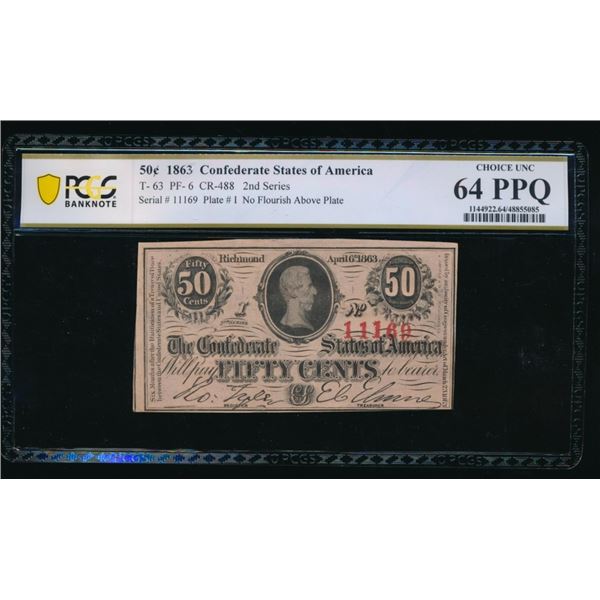 50 Cent 1863 T-63 Confederate PCGS 64PPQ