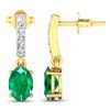 Image 4 : 14KT Yellow Gold 1.12ctw Zambian Emerald and Diamond Earrings