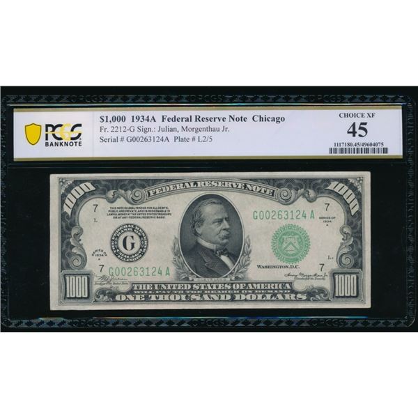1934A $1000 Chicago FRN PCGS 45
