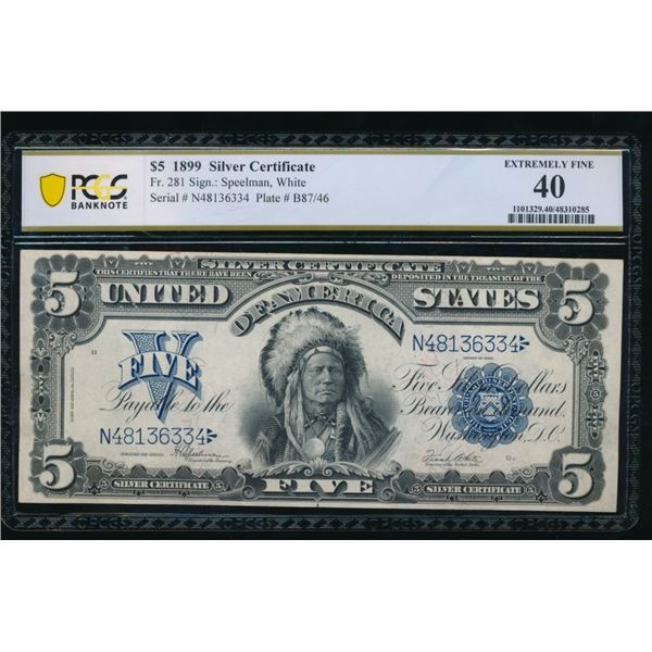 1899 $5 Chief Silver Certificate PCGS 40
