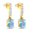 Image 3 : 14KT Yellow Gold 1.02ctw Aquamarine and Diamond Earrings