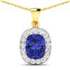 Image 1 : 14KT Yellow Gold 3.1ctw Tanzanite and Diamond Pendant