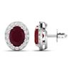 Image 4 : 14KT White Gold 3ctw Ruby and Diamond Earrings