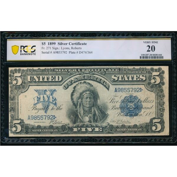 1899 $5 Chief Silver Certificate PCGS 20