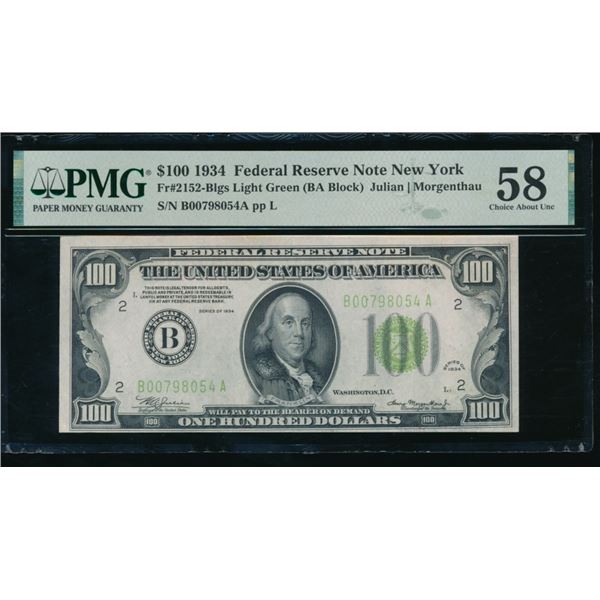 1934 $100 New York FRN PMG 58