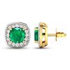 Image 4 : 14KT Yellow Gold 1.92ctw Zambian Emerald and Diamond Earrings