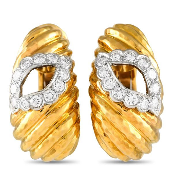 David Webb 18K Yellow Gold 1.40ct Diamond Clip-On Earrings