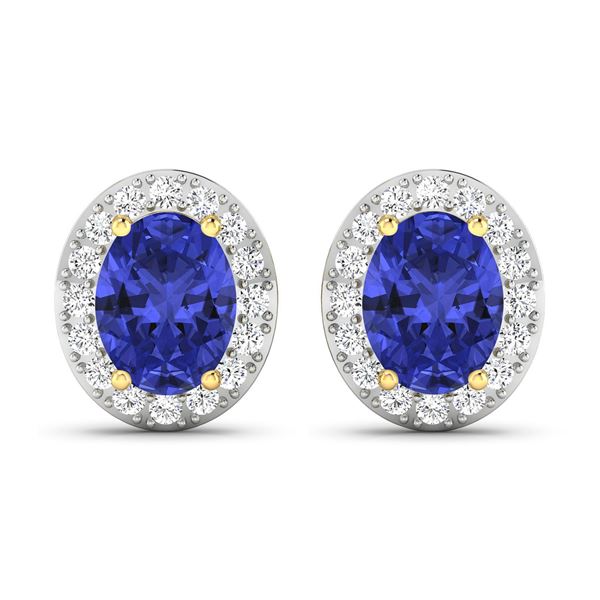 14KT Yellow Gold 2.18ctw Tanzanite and Diamond Earrings