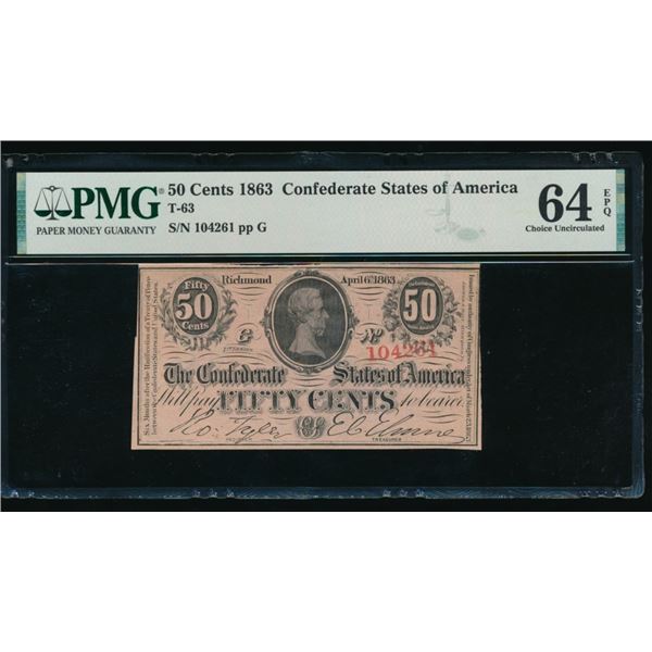 50 Cent 1863 T-63 Confederate PMG 64EPQ