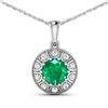 Image 1 : 14KT White Gold 1.8ctw Zambian Emerald and Diamond Pendant