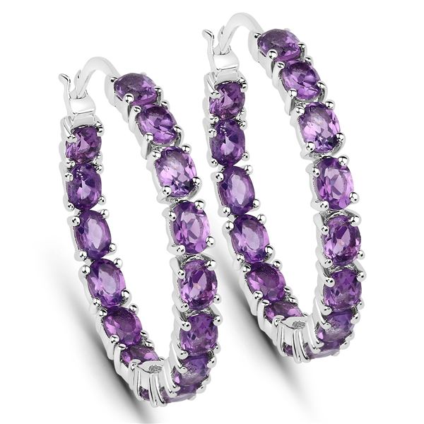 Plated Rhodium 4.80ctw Amethyst Earrings