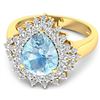 Image 3 : 14KT Yellow Gold 2.3ctw Aquamarine and Diamond Ring