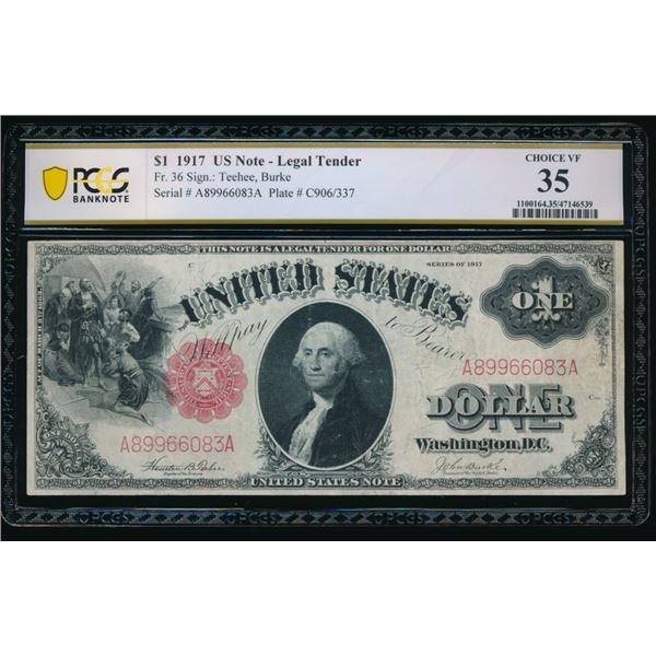 1917 $1 Legal Tender Note PCGS 35