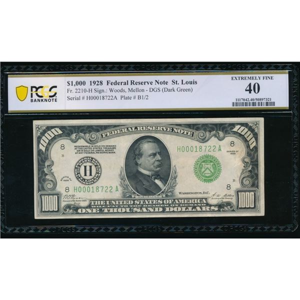 1928 $1000 St Louis FRN PCGS 40