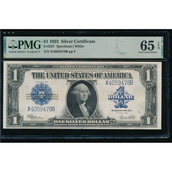 1923 $1 Silver Certificate PMG 65EPQ