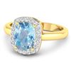 Image 2 : 14KT Yellow Gold 1.65ctw Aquamarine and Diamond Ring
