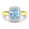 Image 3 : 14KT Yellow Gold 1.65ctw Aquamarine and Diamond Ring