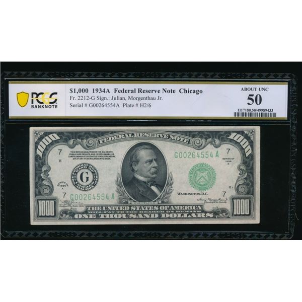 1934A $1000 Chicago FRN PCGS 50