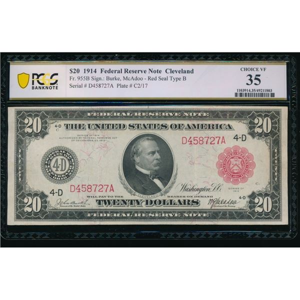 1914 $20 Cleveland FRN PCGS 35