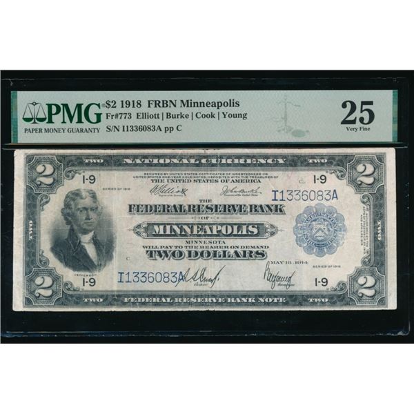 1918 $2 Minneapolis FRBN PMG 25