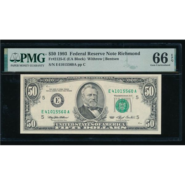 1993 $50 Richmond FRN PMG 66EPQ