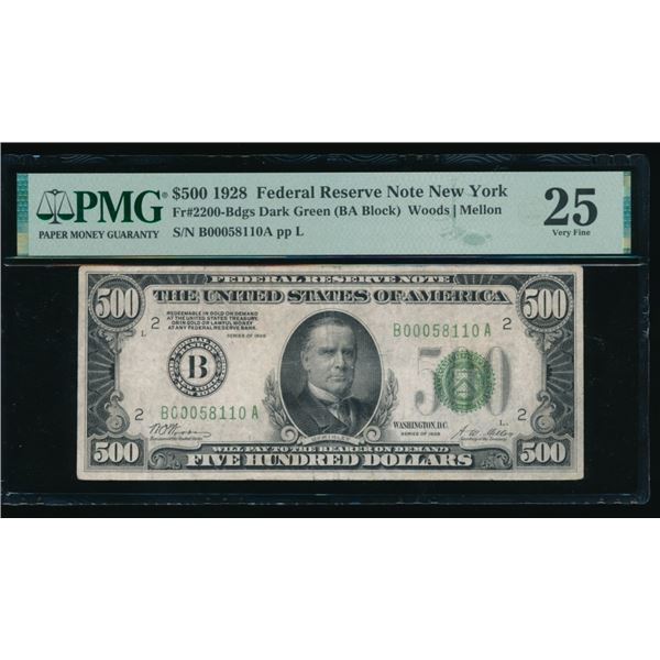1928 $500 New York FRN PMG 25