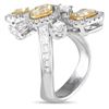 Image 2 : Salavetti 18K White Gold 5.70ct Diamond Cluster Bypass Ring