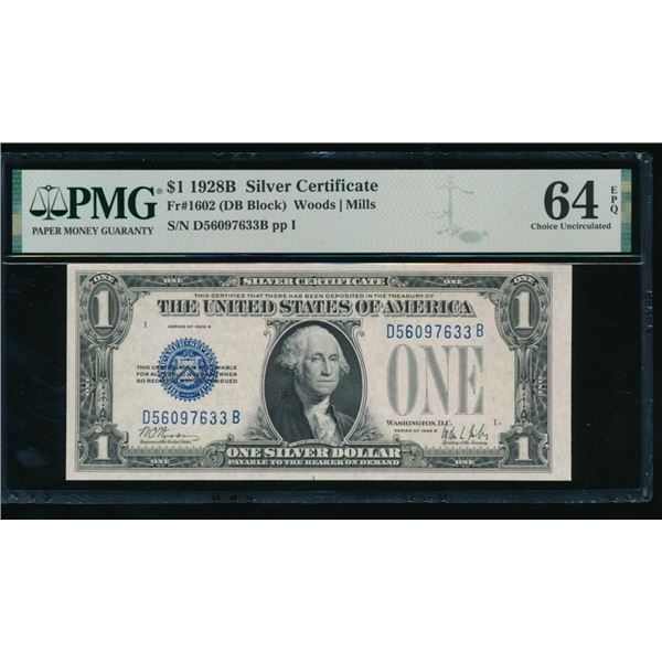 1928B $1 Silver Certificate PMG 64EPQ